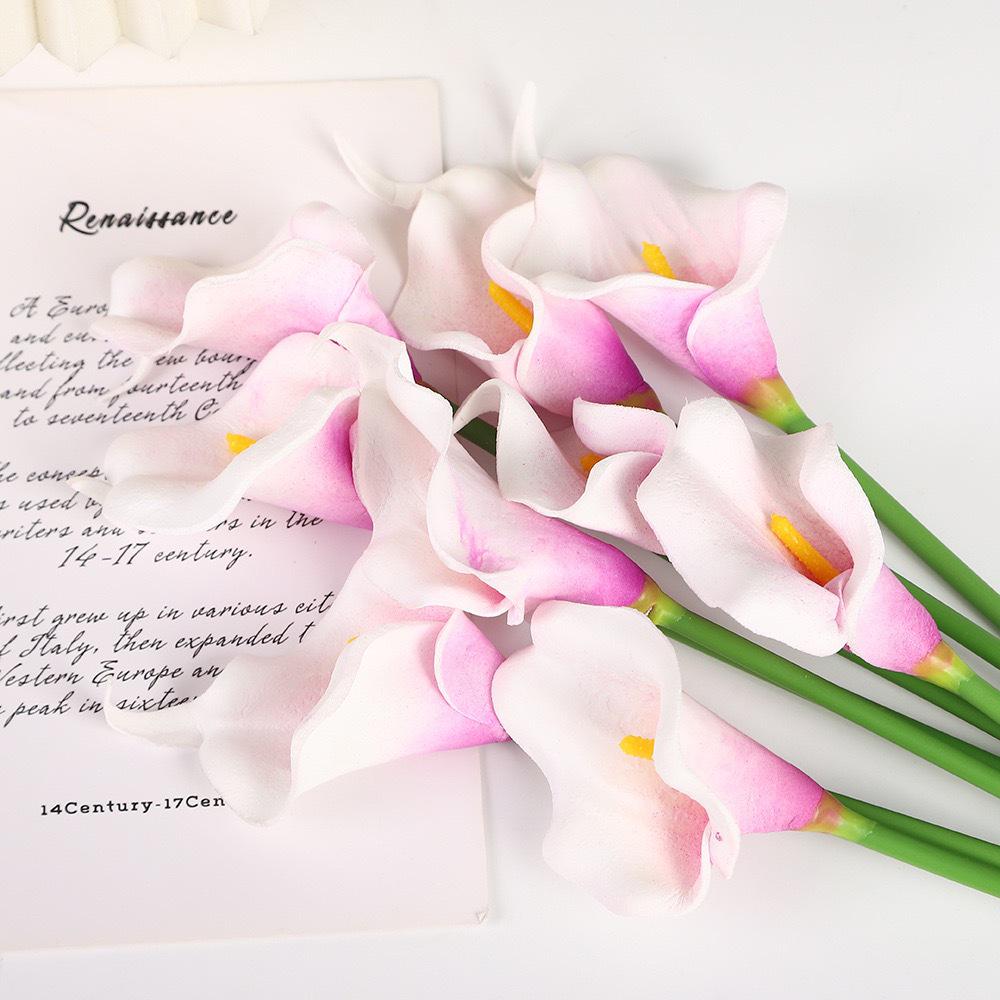 Mini PU Calla Lily Artificial Bouquet for Weddings, Home Decor, Photography, and Landscaping.