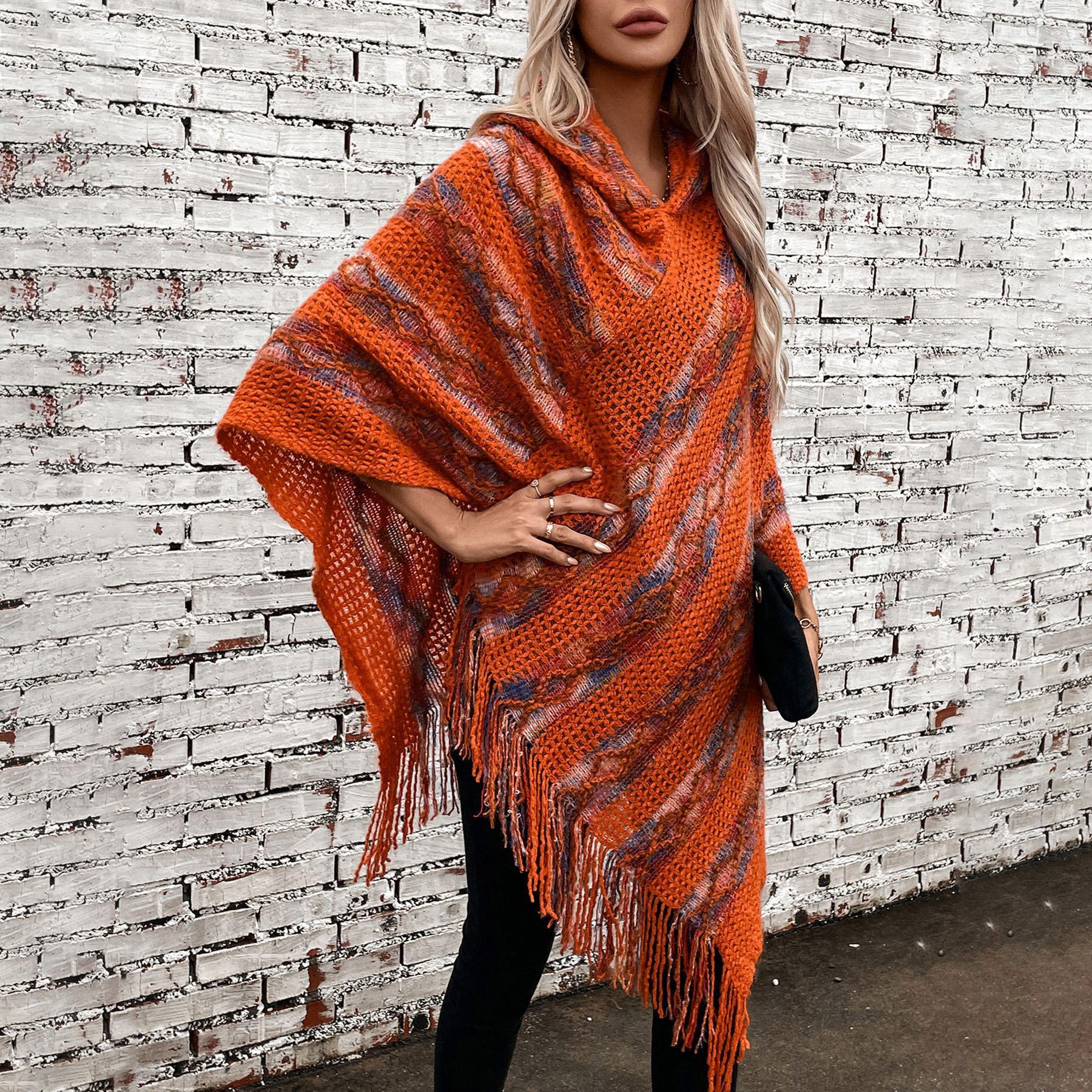 Осень и зима Женский принт Свободный рукав летучая мышь Перекрестная граница Плащ — фото 4