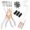 ARLANY Stainless Hair Extension Pliers Kit Hair Extension Beading Tool Kit 200Pcs 4mm Silicone Micro Beads Sewing Needles
