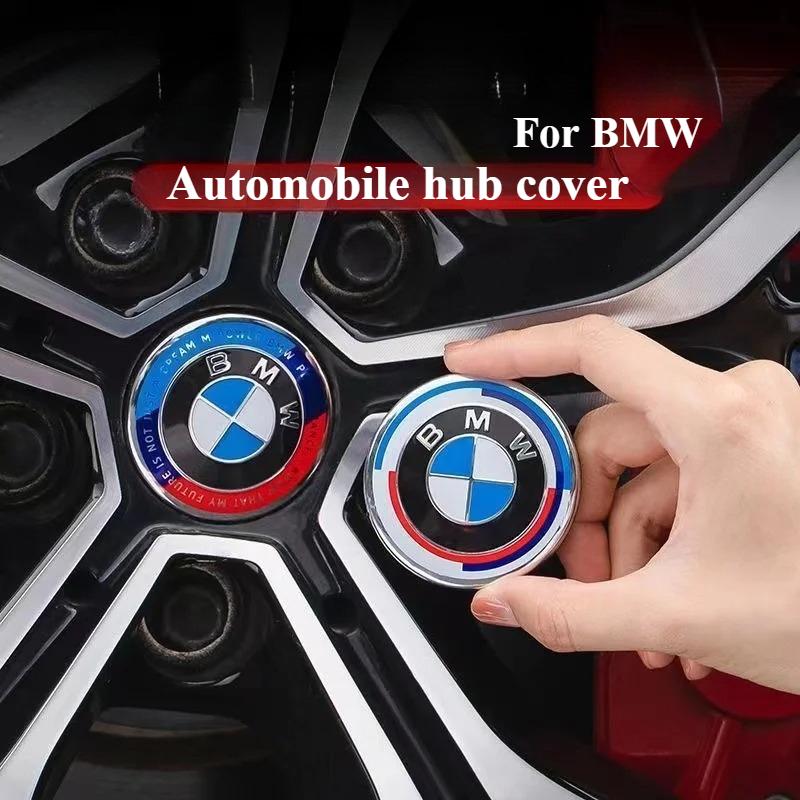 For BMW New 2025 4PCS 56mm/68mm BMW alloy car hub cap 50th anniversary center cap, commemorative style modified hub cap label.Wh