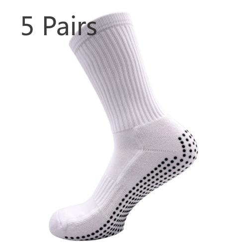5 Pairs Men's Sweat Absorbent Breathable Solid Colour Non-slip Dot Rubber Shock Absorbent Wear-resistant Towel Bottom Sports Socks