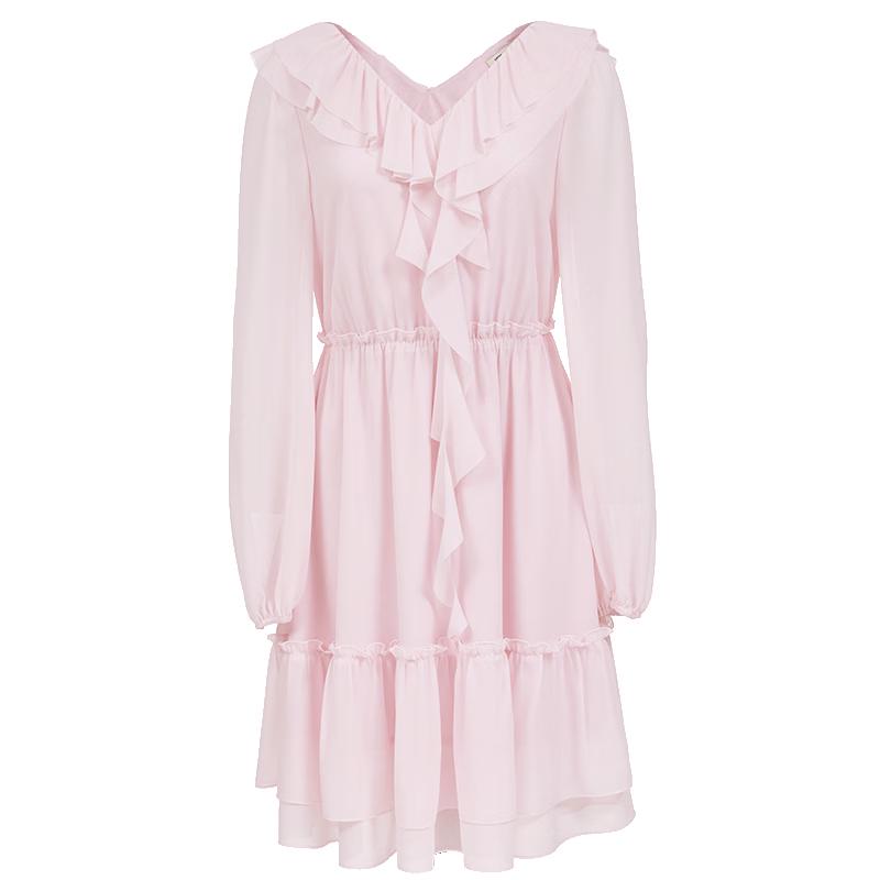 

VEROMODA Ruffle Back Tie V-Neck Short Dress M
