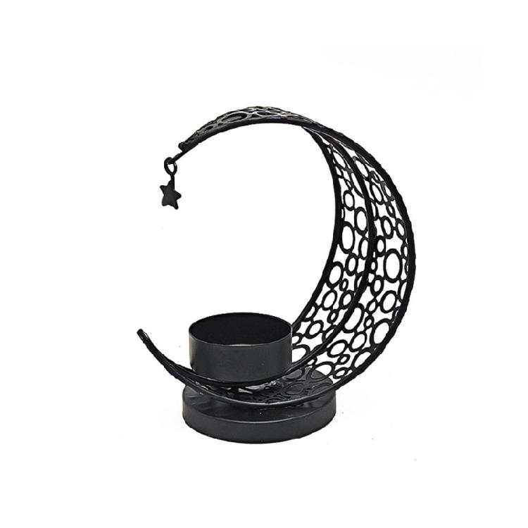 Eid Mubaraks Candlestick Metal Hollowed Moon Shape Tealight Candle Holders for Muslims Holiday Parties Decorations
