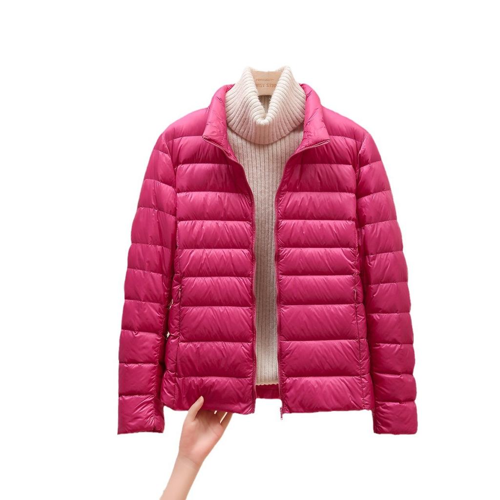 Down jacket women's new short light and thin thickened warm slim white duck down fashion coat