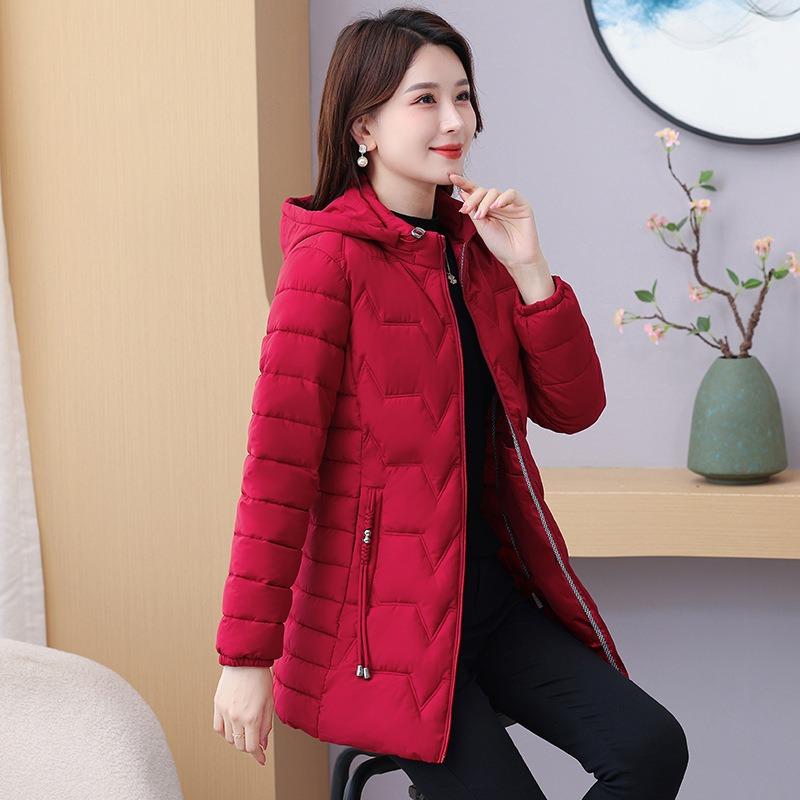 Down Cotton-padded Clothes Women's Medium and Long Winter Fashion Cotton-padded Clothes Slim and Thin Thickened Large-size Cotton-padded Jacket
