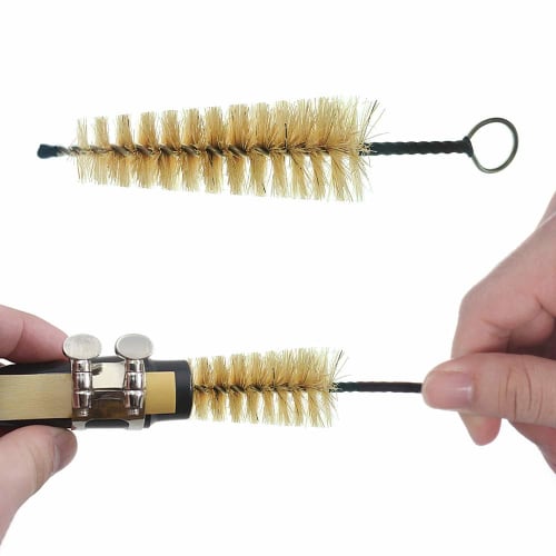 Saxophone Cleaning Kit for Alto/Tenor Saxophone, Clarinet, and Flute, Includes Case, Saxophone Cleaning Cloth (4 pieces), and Mouthpiece Brush (Dark G