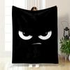Angry Cartoon Eyes and a Frowning Mouth On a Black Background. for All Seasons Blanket Lunch Break Throw Gift