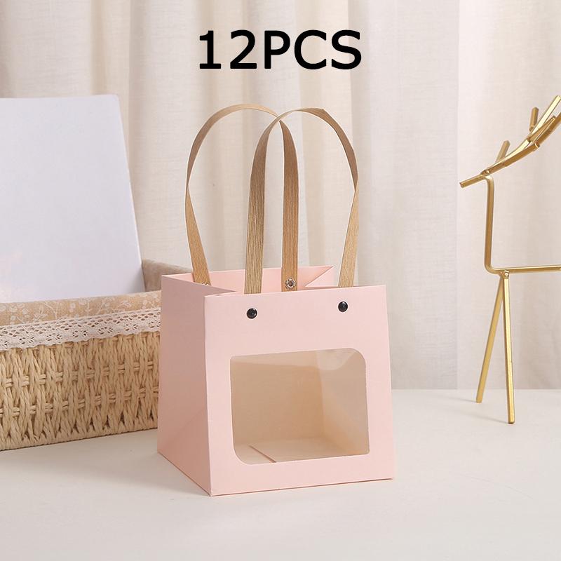 

WTEMPO 12 шт 10*10*10 см прозрачные сумки для хранения витрин квадратные сумки из крафт-бумаги креативные подарочные пакеты для фестивалей 12pcs*10*10*10cm розовый