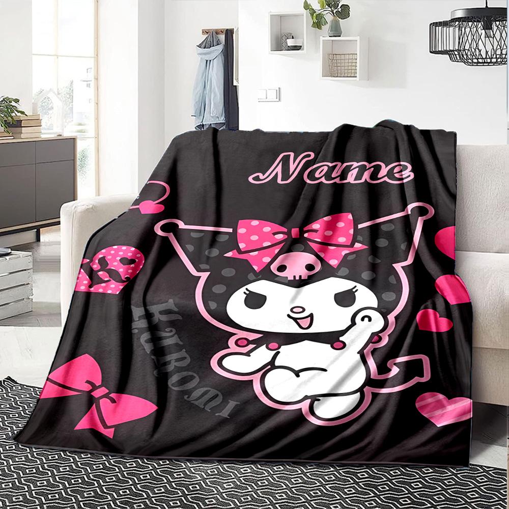 Customizable Kuromi2 Throw Blanket – Personalized Name, All-Season Cozy Snug Blanket, Machine Washable, Personalized Blanket