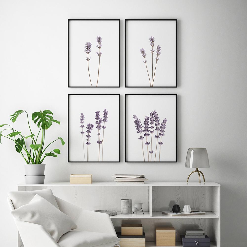 Nordic Style Lavender Botanical Posters Botanical Canvas Painting Farmhouse Wall Art Pictures for Living Room Home Decoration