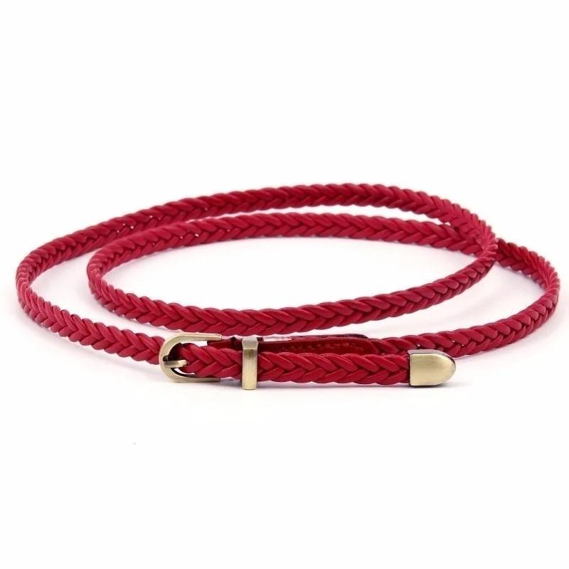 New 8 Colors Belt for Choose Casual Women Party Thin Pin Buckle Woven Braided Belt Waist Strap Waistband