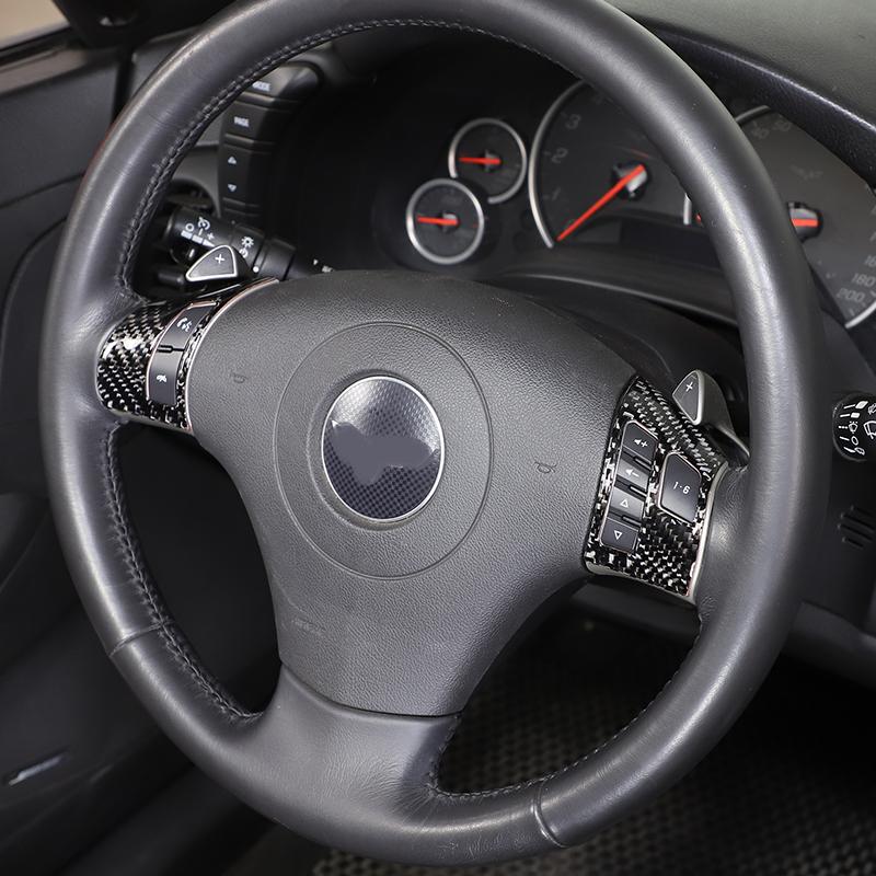 For Chevrolet Corvette C6 2005-2013 Soft Carbon Fiber Car Steering Wheel Button Cover Trim Sticker Interior Auto Accessories