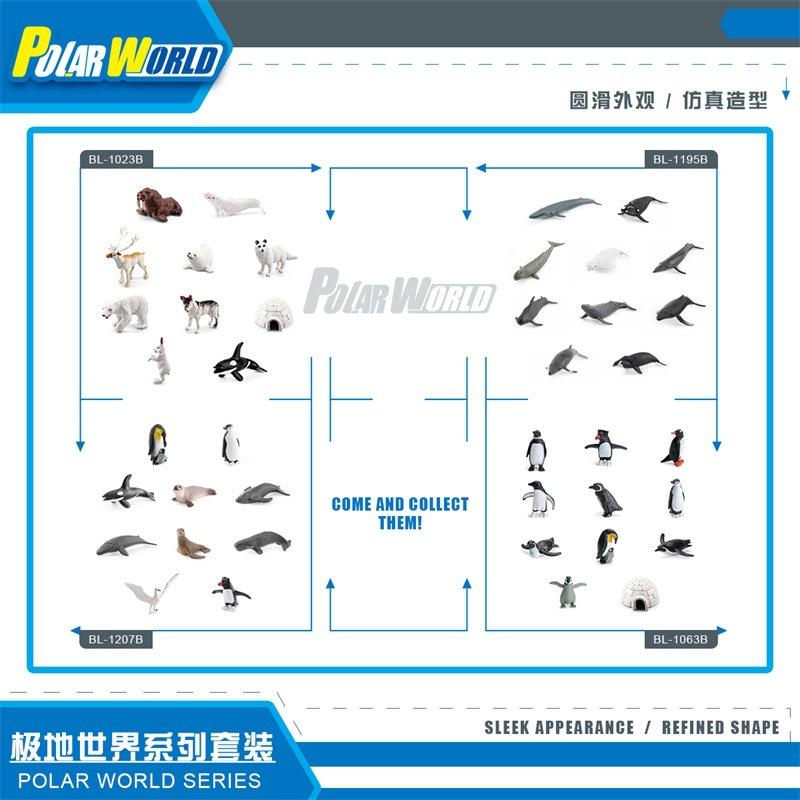 Simulation Antarctic Arctic Penguin Whale Model Mini Polar World Animal Set Static Model Ornament Barrel