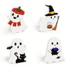 4pcs Halloween White Ghost Miniature Table Signs Ghost Decoration Desktop Ornament Cute Ghost Ornament for Living Room Fireplace