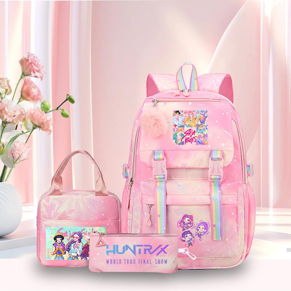 K-Pop Witch Hunters Cartoon Printed Student Pencil Bag Lunch Bag Three-Piece Backpack