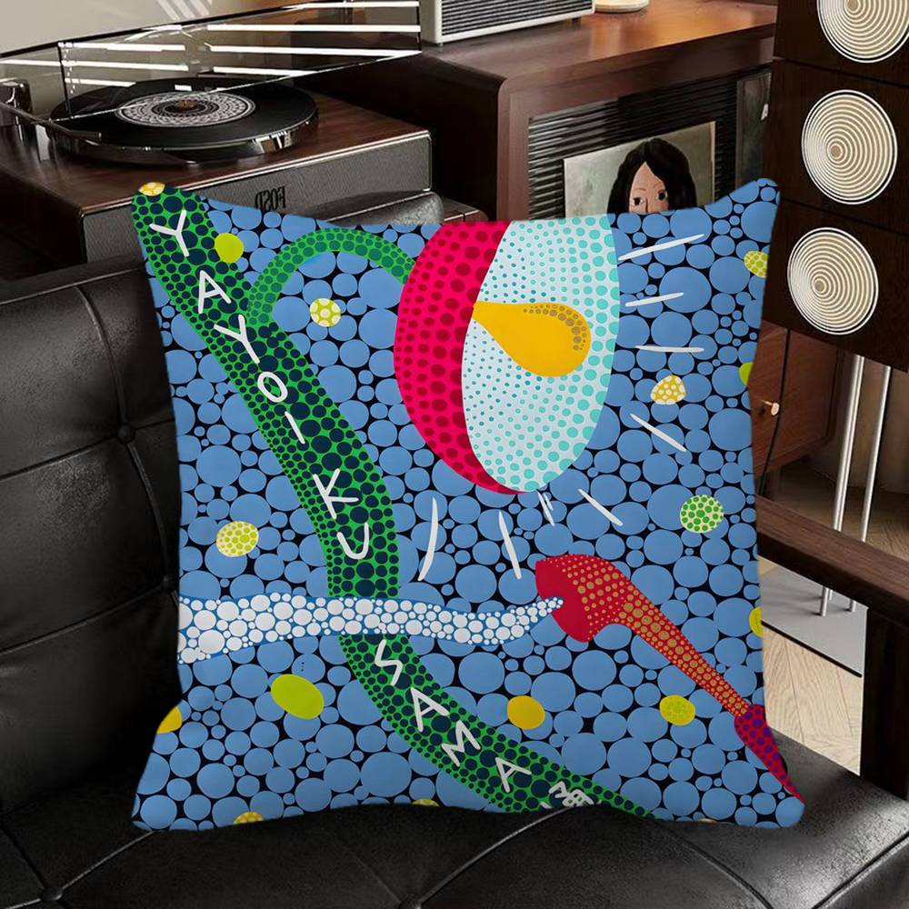 Yayoi Kusama Art Exhibition Pumpkin Flower Wall Art Pillow Case Square Pillow Bedroom Sofa Leisure Comfort Cushion Car