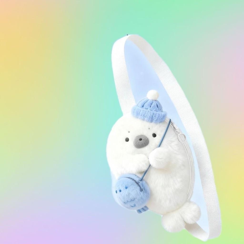Plush Seal Crossbody Bag For Girls Kids Soft Toy Purse With Pp Cotton Filling