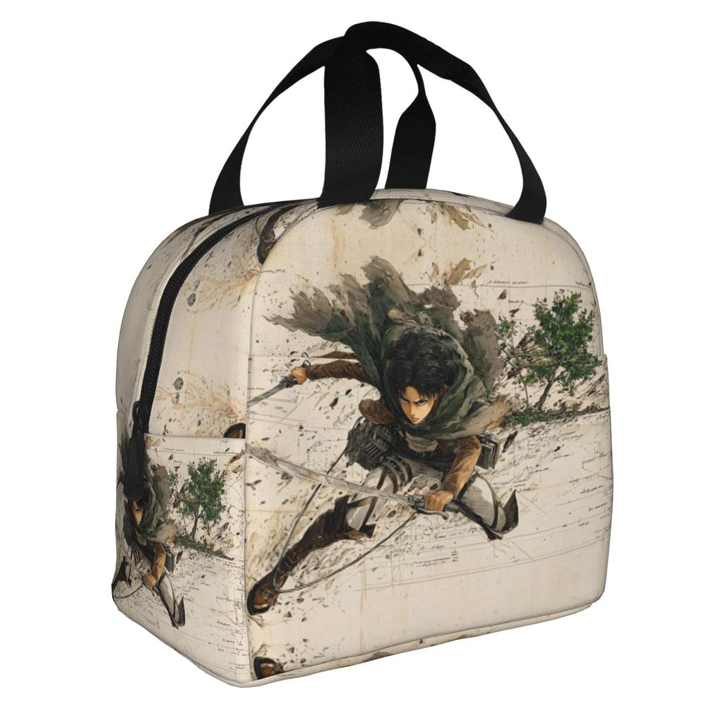 Custom Attack On Titans Portable Lunch Boxes Unisex Leakproof Manga Cooler Thermal Food Insulated Lunch Bag School Student