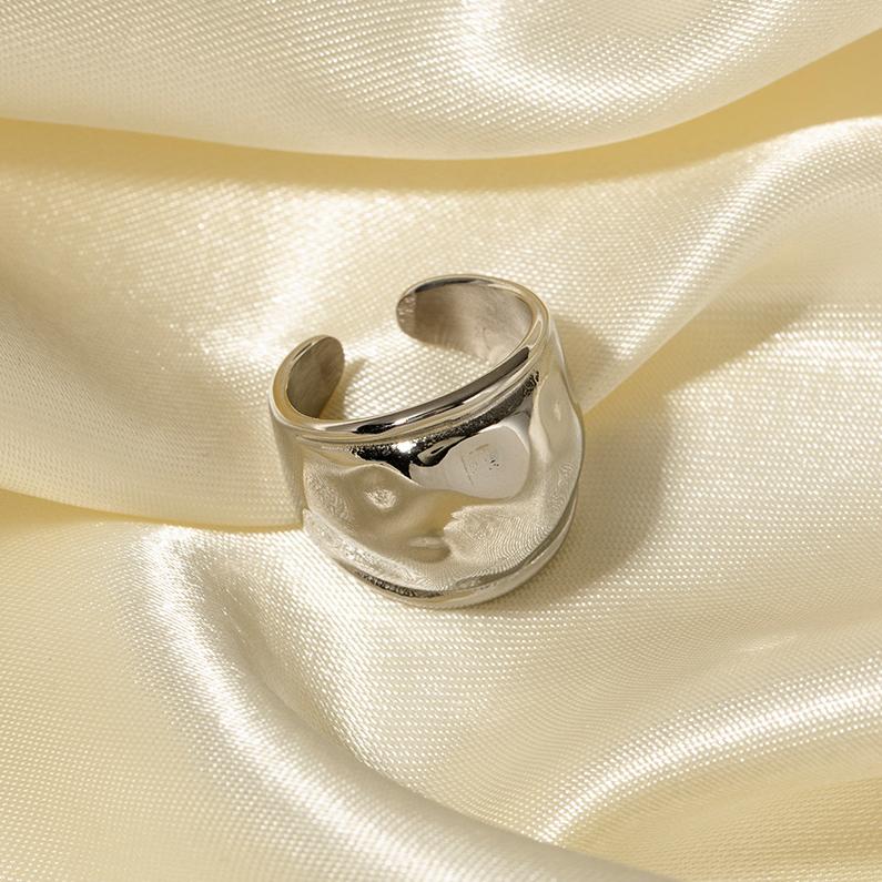 

Punk Exaggerated Wide Thick Open Rings for Women Gold Plated Stainless Steel Hammered Dome Chunky Rings Zircon New Trend мідний