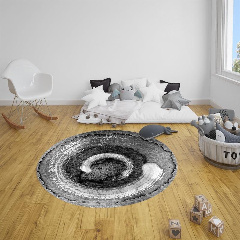 Modern Art Earth Moon Round Carpet Mat Rug Abstract Swirl Starry Sky Ink Splash  Home Decoration Living Room Bedroom Office