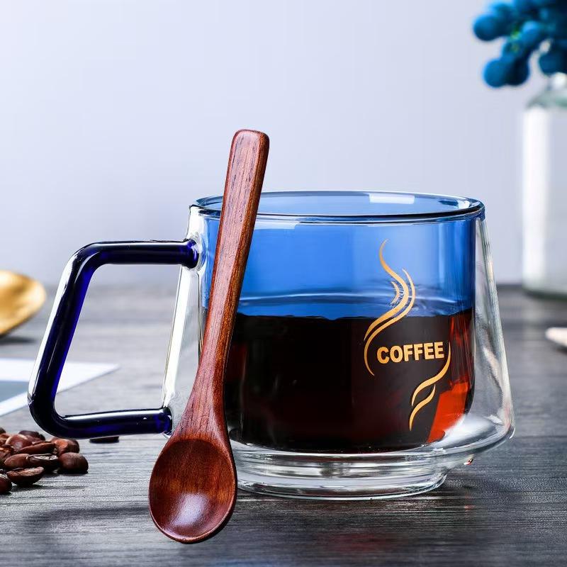 Kaffeetasse aus Borosilikatglas mit hohem Wert, Wärmeisolierung, doppelwandiges Glas, kreativ, transparent, Hochtemperatur-Wasserglas, Hitzebeständigkeit
