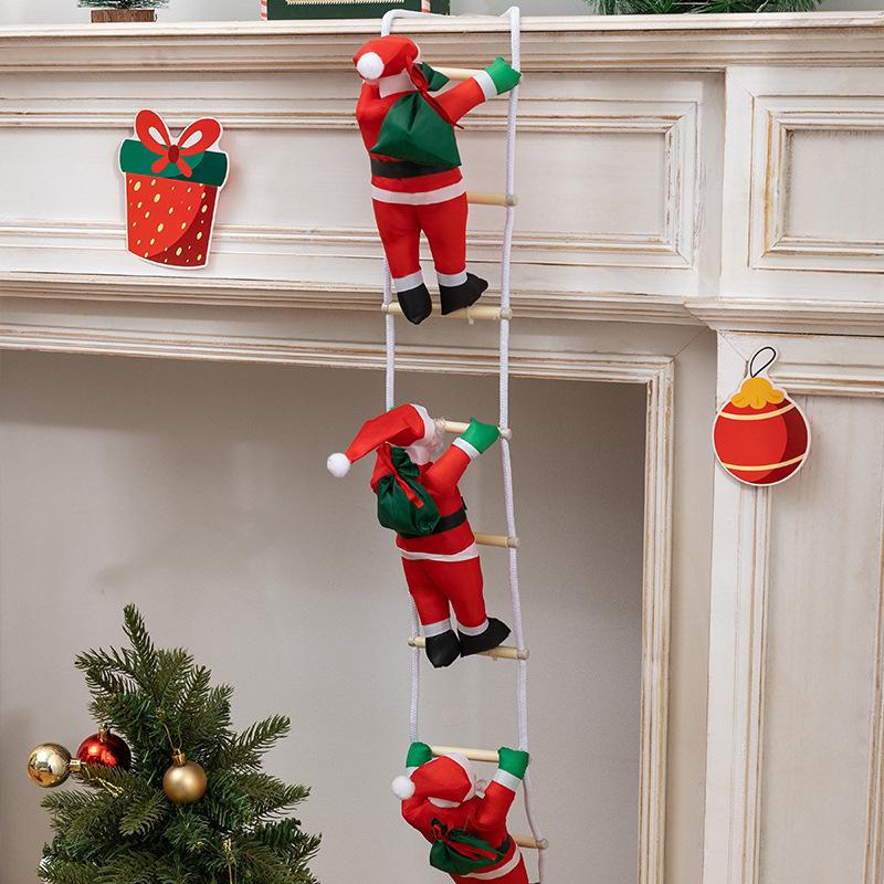 

Дед Мороз, поднимающийся по лестнице, рождественское украшение для елки или окна