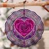 Elegant 2D Mandala Wind Chime - Romantic Pink Rose Metal Design, Outdoor Garden Decor with Soothing Wind-Powered Chimes for Patio