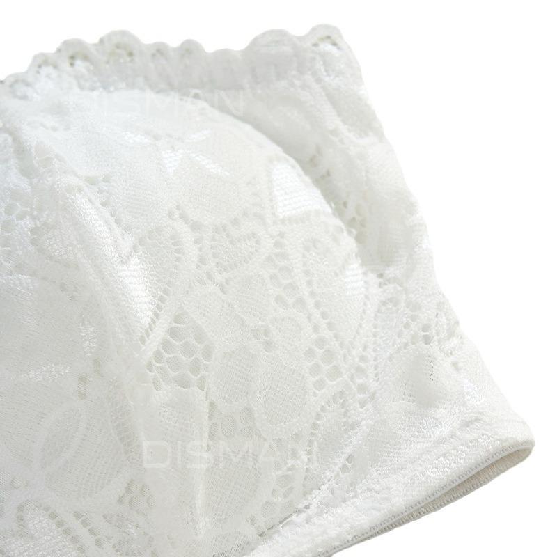 Front-Buckle Lace Strapless Women's Tube Top: Enhances Bust, Non-Slip, Breathable, Beautiful Back, White.