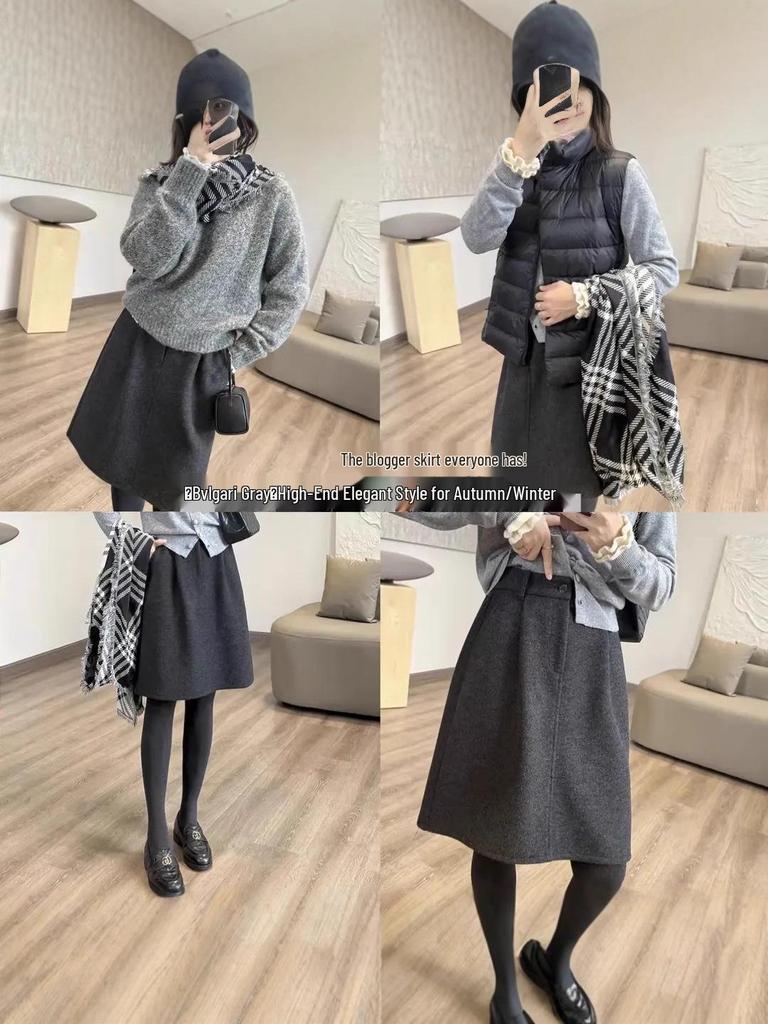 Chic French-Style Skirt: Hip-Covering, Slimming, Versatile, and Fashionable with a High-End Feel for Autumn and Winter.