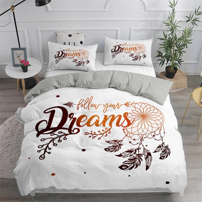 Dreamcatcher White Duvet Cover Microfiber Bohemian Print King Bedding Collection For Girls Adults Soft Comforter Cover With Pillowcase