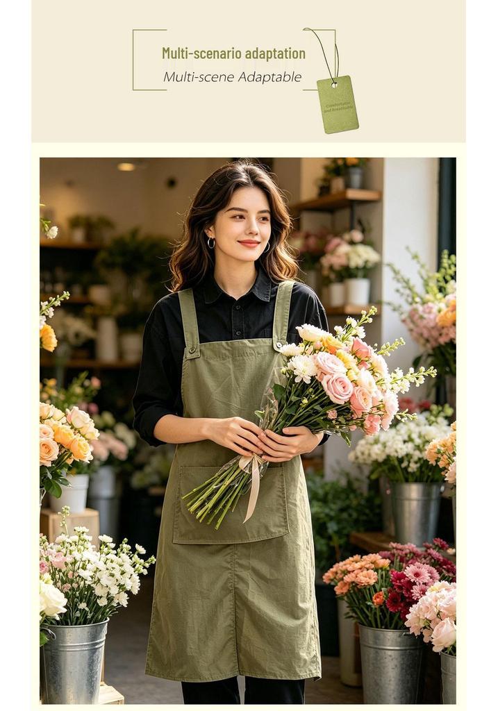Custom Logo Quick-Drying Waterproof Waist Apron for Pottery, Kitchen, Cafe, and Flower Shop