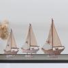 Wood Sail Boat Photo Props Nautical Theme Handmade Home Decor Mini Sailboat Model for Tables Vanity Office Desktop Countertop