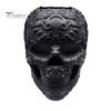Halloween Room Decor Skull Makeup Brush Holder, Matte Black Gothic Skeleton Pen Organizer Spooky Home Decorations for Desk, Resin Storage Figurine
