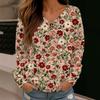 2025 New Women's Casual V-neck Long-sleeved Pullover Digital Printed Sweatshirt