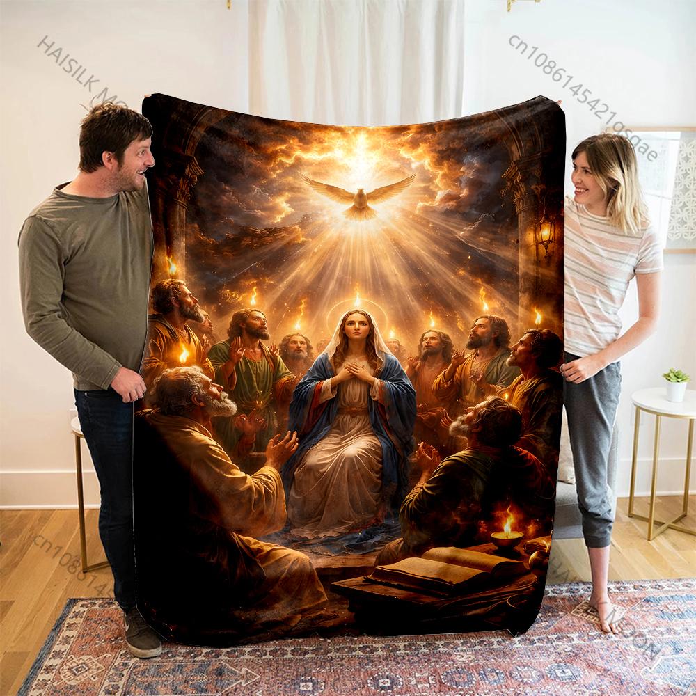 1PC Descent of Holy Spirit Gathering Print Blanket Warm Soft Fluffy Kids and Adult Sofa Bed Throw Blanket Outdoor Travel Camping 75X95CM