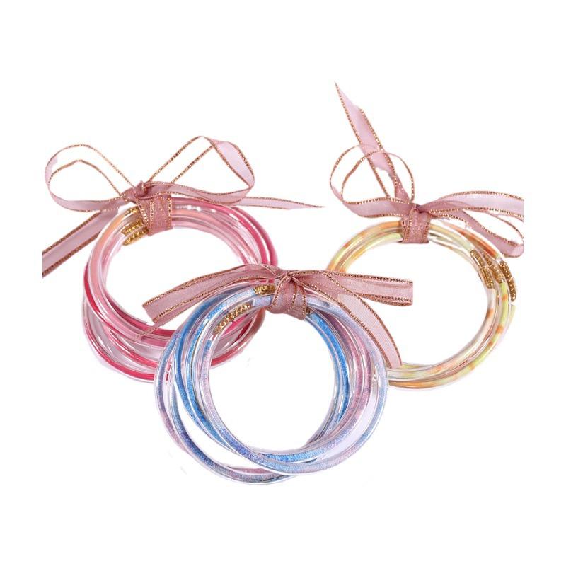 Multilayer Silicone Gold Powder Bracelet Ribbon Set Ladies Bow Christmas Bracelet Bracelet