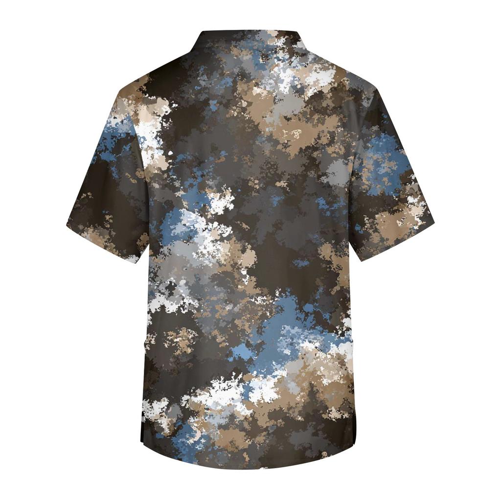 Bedrucktes kurzärmliges Herren-Arbeitsbluse mit V-Ausschnitt und Brusttasche für Pfleger