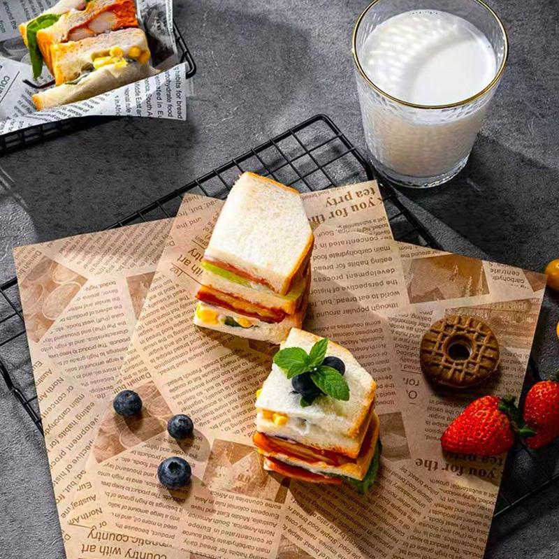 Sandwich Wrapping Paper Oil - Absorbing Burger Liner Greaseproof Coated Film Paper Cooking Sheet Kitchen Gadget Accessory