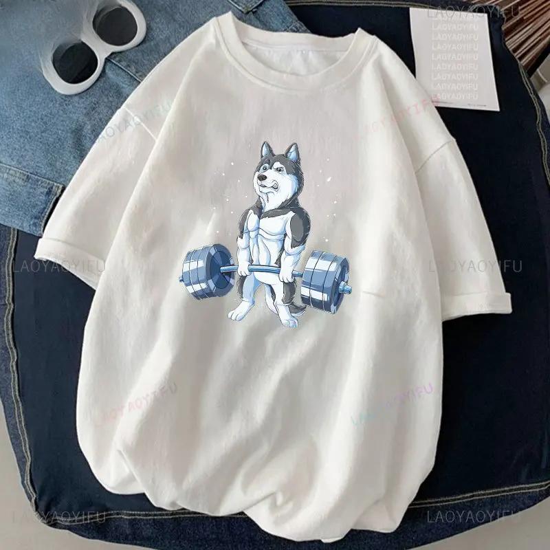 Kočka Vzpírání Potisk Tričko Cvičení Vtipný Gym Design Nálepka Grafika Vysoce Kvalitní Trička Dámské Oblečení Camisetas