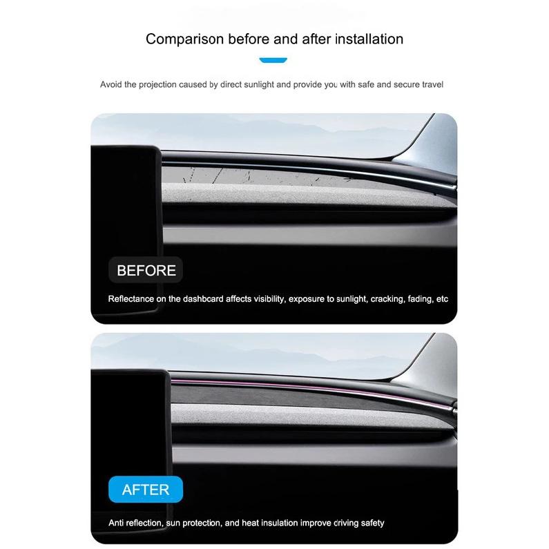 Für Tesla Model Y Juniper Armaturenbrett-Sonnenschutzmatte für Model Y/3 2017-2025 Zentrales Armaturenbrett Antireflektierende Matte Wildleder-Matte