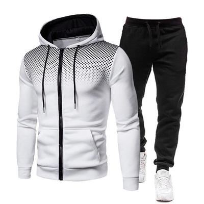 Ensemble Sweat à Capuche Zippé Unisexe à Pois Doublé Polaire pour Automne/Hiver