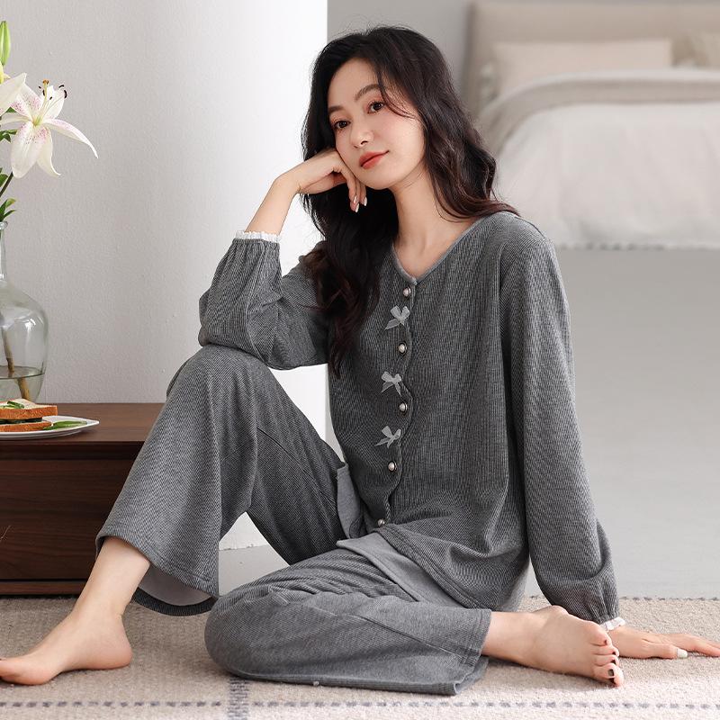 Double-Sided German Velvet Pajamas Women'S Autumn, Winter, Spring And Autumn Thickened Long-Sleeved Loungewear Women'S Thin Velvet Suit