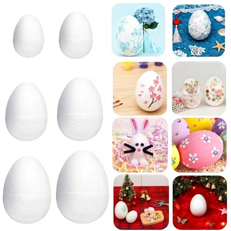 10PC White Easter Foam Egg DIY Painting Polystyrene Styrofoam Home Egg Balls Party Decoration Supplies Lightweight Handemade