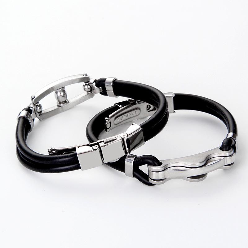 Personalized Chinese Style Couples Bracelets: Engraved Stainless Steel & Silicone Jewelry Gift