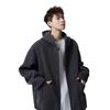Men's Dark Grey Academic Style Hoodie - Heavyweight Autumn/Winter Trendy Brand Design for Couples