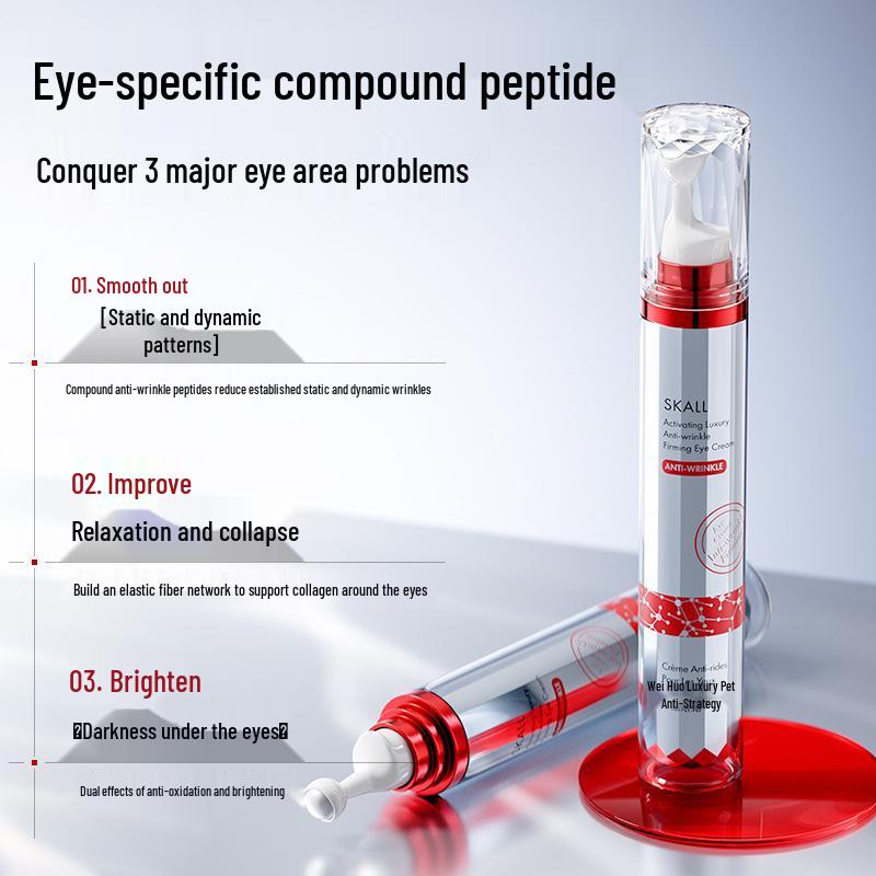 Ruby Revitalizing Eye Cream: Anti-Wrinkle, Firming, Reduces Fine Lines, Dark Circles & Under-Eye Bags with Roller Massage Head.