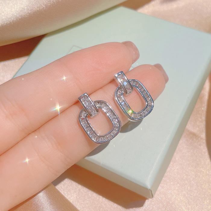 New Simple Geometry Wedding Ring Club Ring Crystal Necklace Earrings