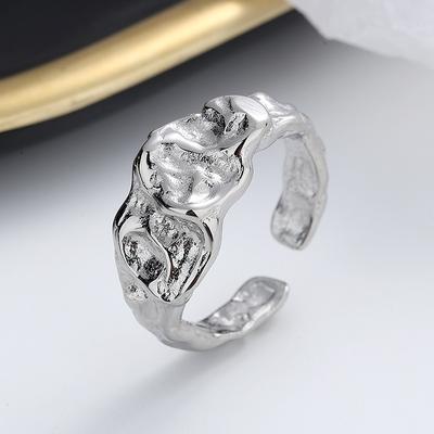 S925 Silver Ring with Irregular Texture, Cast Ring, Fashionable and Simple Open Finger, Super Cool Design Jewelry, Tail Ring