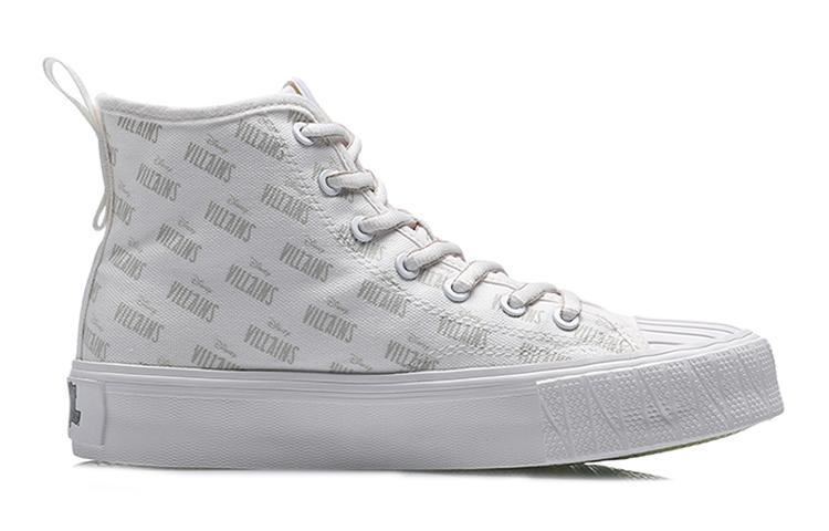 Li Ning Slip Resistant, Abrasion Resistant, Lightweight High top Canvas Shoes Women's White Yellow AGCP338-4
