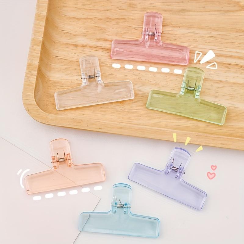 6pcs Set of Japanese Minimalist Large-Size Acrylic Transparent Macaron Color Clip Office Stationery Storage Clips, Paper Clip